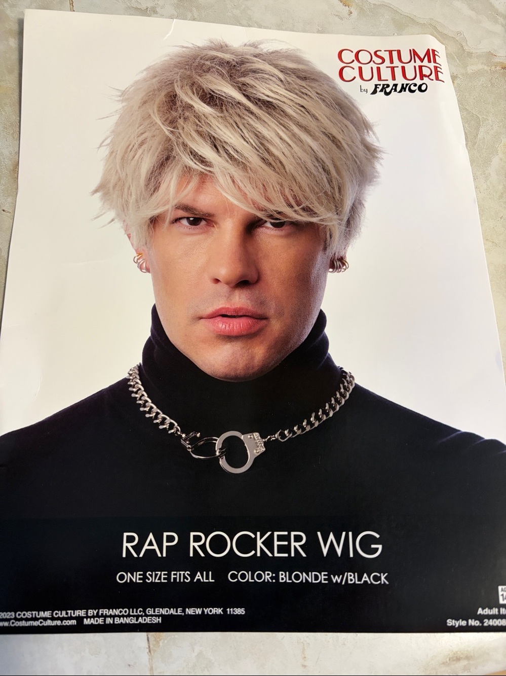 Rap Rocker 80's Blonde Wig Black Dark Brown highlights Costume
